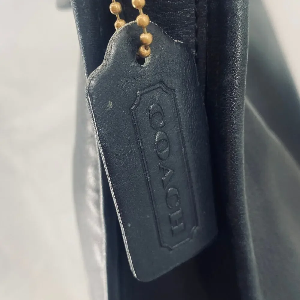 Vintage Coach Andrea Slim Hobo Shoulder Bag Zip Top 9073 Black Gold Womens